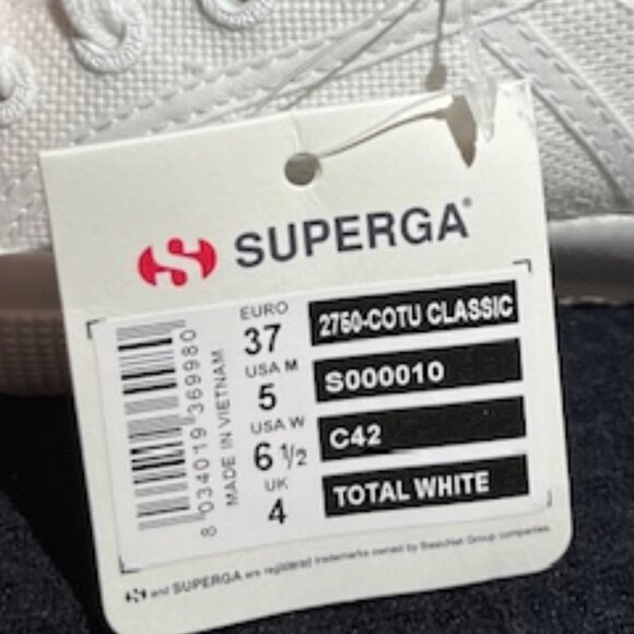 BRAND NWT- & BOX---SUPERGA 2750 Cotu Classic Sneakers White 6.5 - Picture 2 of 6